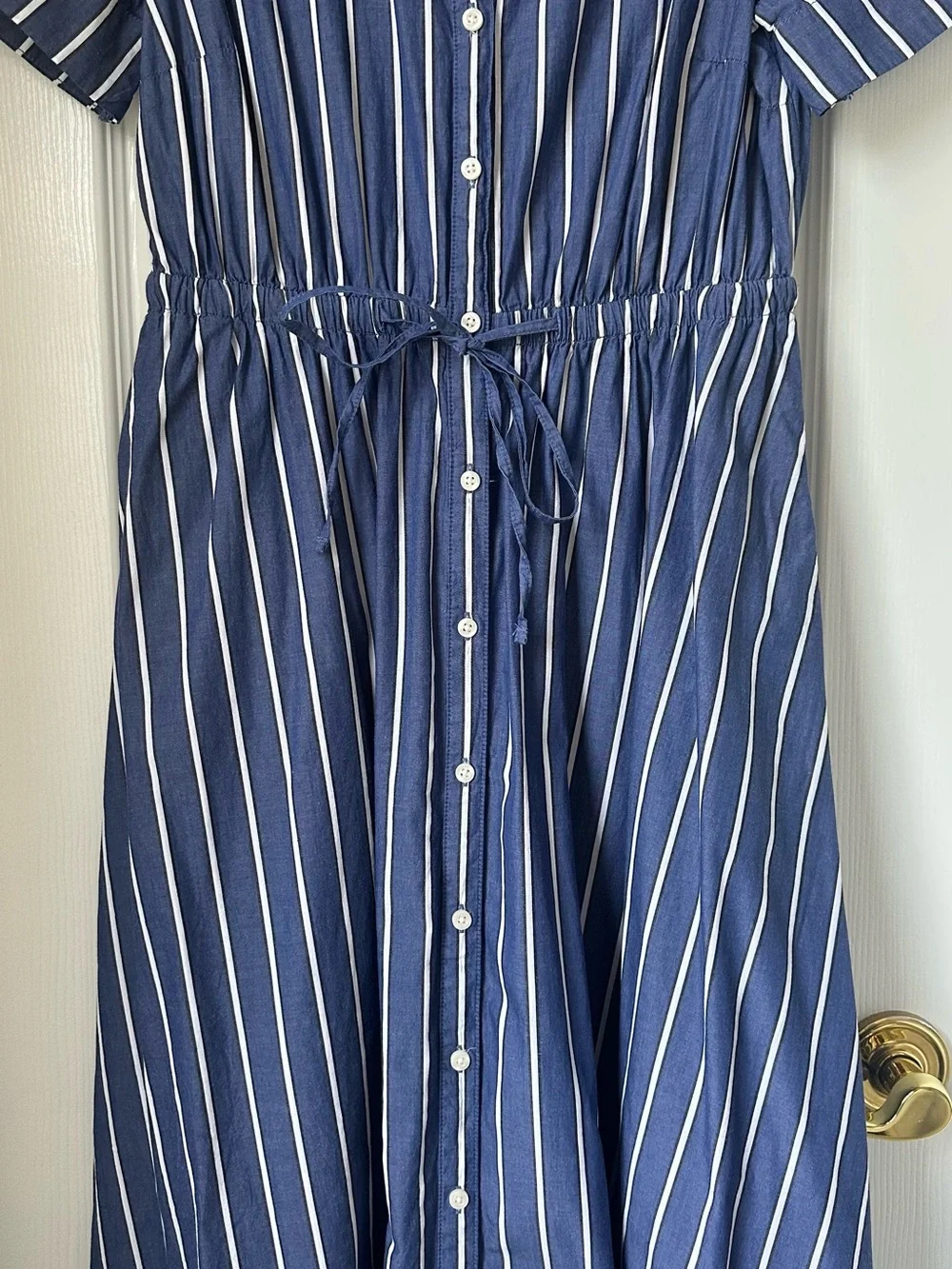 St. John's Bay Blue and White Striped Maxi Shirt Dress